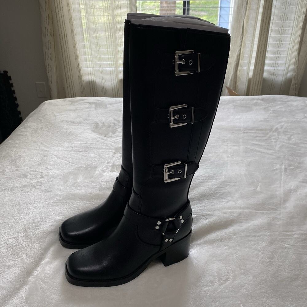 NWT Nine West Karry High Knee Women's Riding Boots Black Size 8